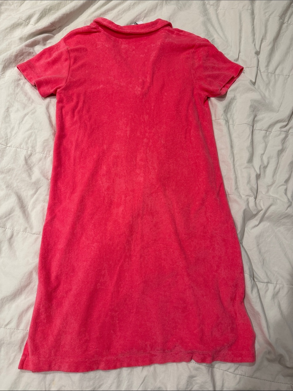 bobi Coral Pink Terry Polo Dress with Chest Pocket - Picture 4 of 4